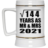 12th Anniversary Square Root of 144 Years As Mr & Mrs 2021 - Beer Stein