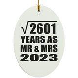 51st Anniversary Square Root of 2601 Years As Mr & Mrs 2023 - Oval Ornament