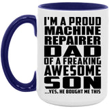 Proud Machine Repairer Dad Of Awesome Son - 15oz Accent Mug Purple