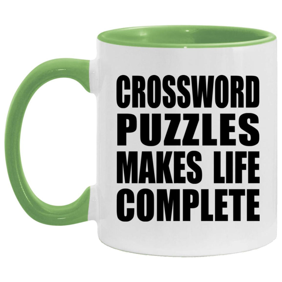 Crossword Puzzles Makes Life Complete - 11oz Accent Mug Green