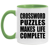 Crossword Puzzles Makes Life Complete - 11oz Accent Mug Green