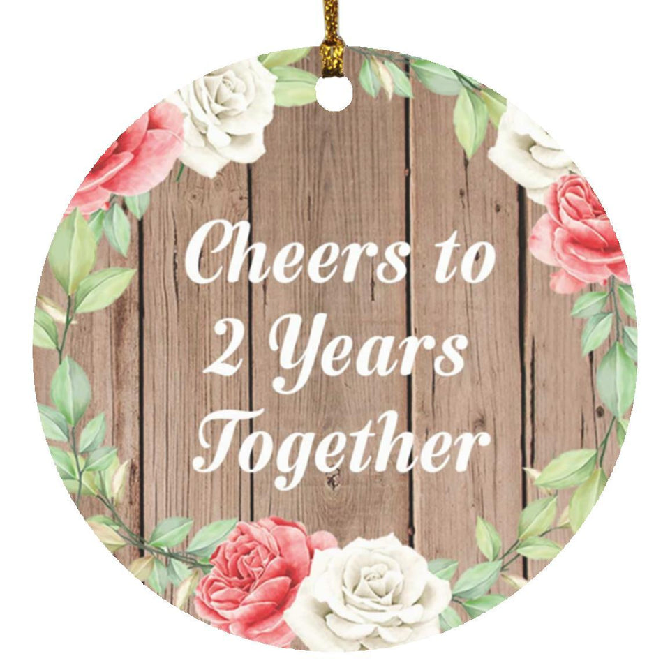 2nd Anniversary Cheers To 2 Years Together - Circle Ornament B