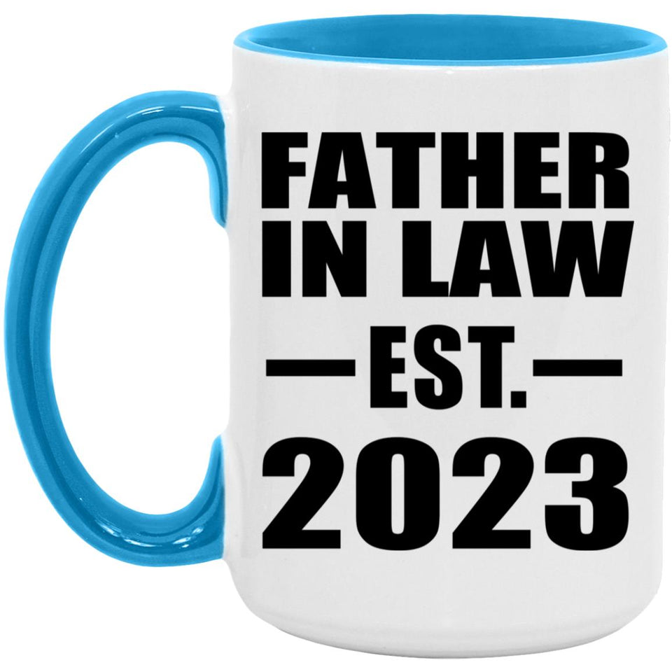 Father In Law Established EST. 2023 - 15oz Accent Mug Blue