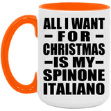 All I Want For Christmas Is My Spinone Italiano - 15oz Accent Mug Orange