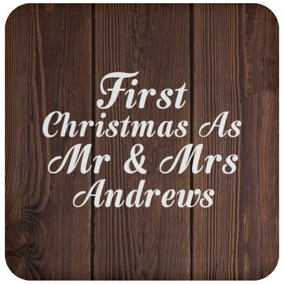 First Christmas As Mr & Mrs Andrews - Drink Coaster D