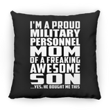 Proud Military Personnel Mom Of Awesome Son - Throw Pillow Black