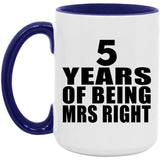 5th Anniversary 5 Years Of Being Mrs Right - 15oz Accent Mug Purple