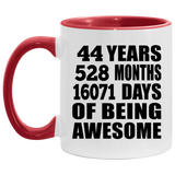 44th Birthday 44 Years 528 Months 16071 Days Of Awesome - 11oz Accent Mug Red