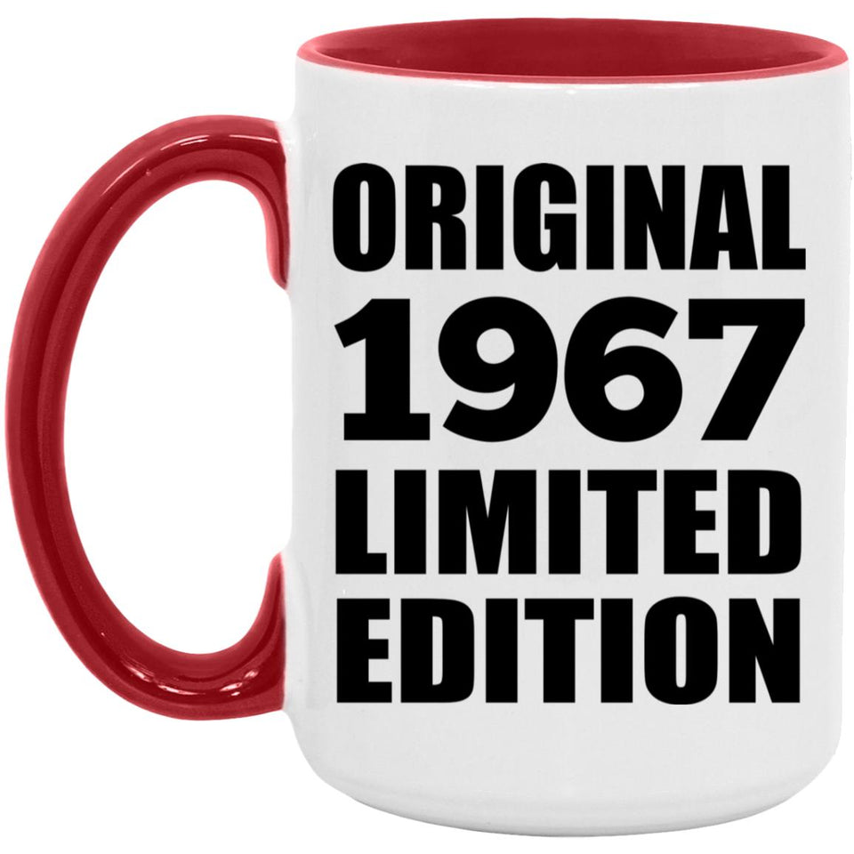 57th Birthday Original 1967 Limited Edition - 15oz Accent Mug Red