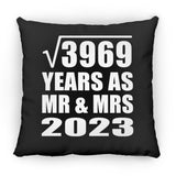 63rd Anniversary Square Root of 3969 Years As Mr & Mrs 2023 - Throw Pillow Black