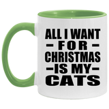 All I Want For Christmas Is My Cats - 11oz Accent Mug Green