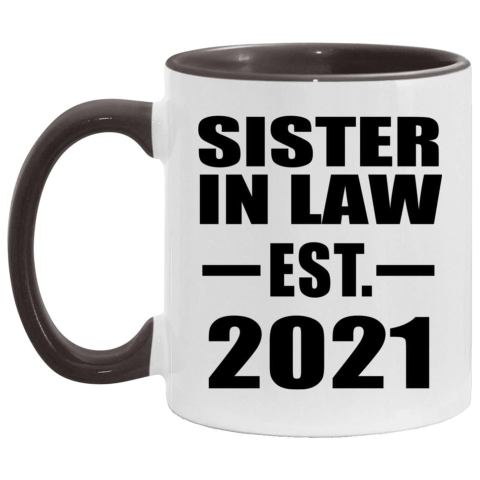 Sister In Law Established EST. 2021 - 11oz Accent Mug Black
