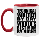Technical Writer By Day World's Best Mom By Night - 11oz Accent Mug Red