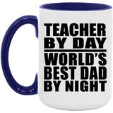 Teacher By Day World's Best Dad By Night - 15oz Accent Mug Purple