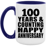 Happy 100th Anniversary 100 Years & Counting - 15oz Accent Mug Purple