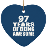 97th Birthday 97 Years Of Being Awesome - Heart Ornament