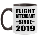 Flight Attendant Since 2019 - 11oz Accent Mug Black