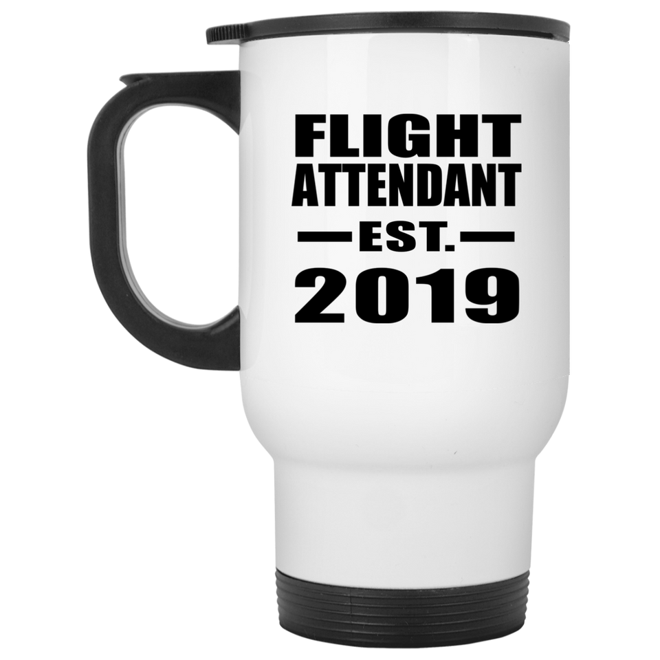 Flight Attendant Established EST. 2019 - White Travel Mug