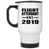 Flight Attendant Established EST. 2019 - White Travel Mug