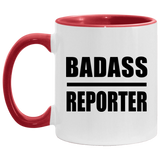 Badass Reporter - 11oz Accent Mug Red