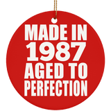 37th Birthday Made In 1987 Aged to Perfection - Circle Ornament