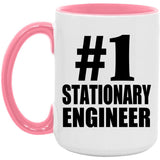 Number One #1 Stationary Engineer - 15oz Accent Mug Pink