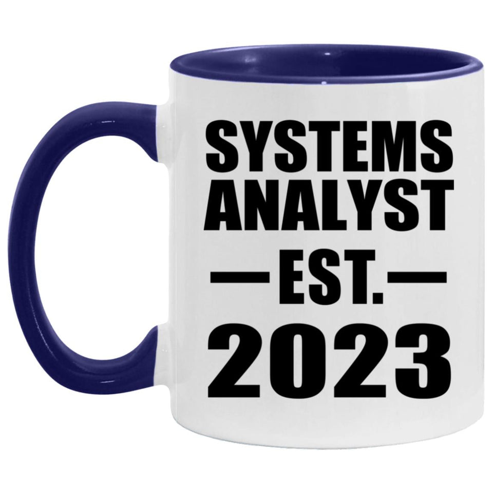Systems Analyst Established Est. 2023 - 11oz Accent Mug Purple