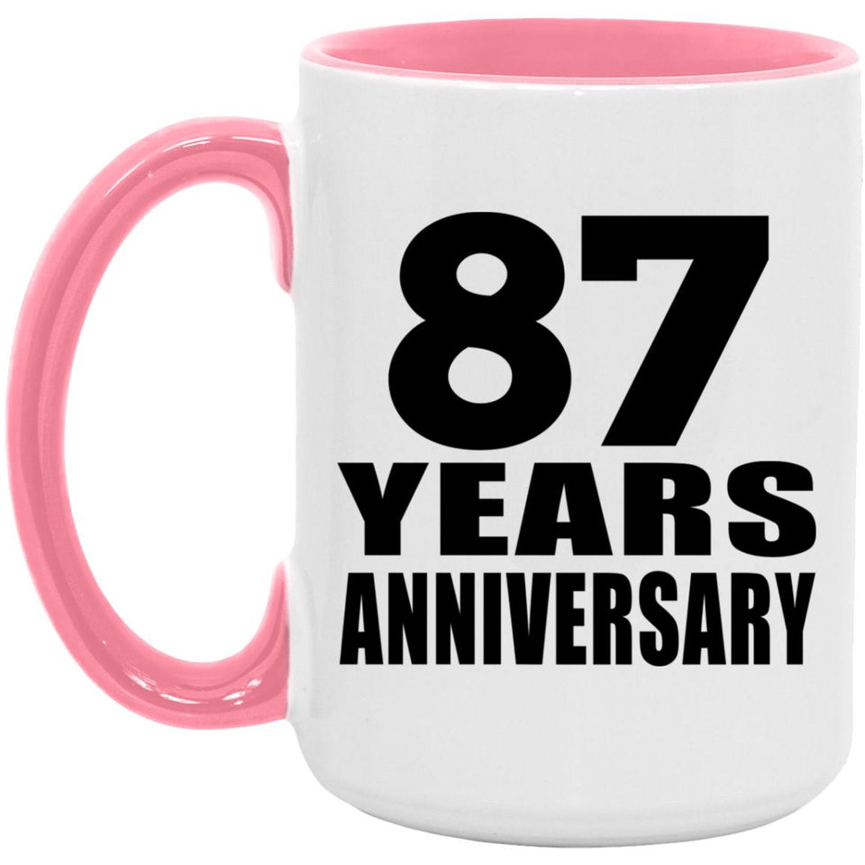 87th Anniversary 87 Years Anniversary - 15oz Accent Mug Pink