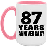87th Anniversary 87 Years Anniversary - 15oz Accent Mug Pink