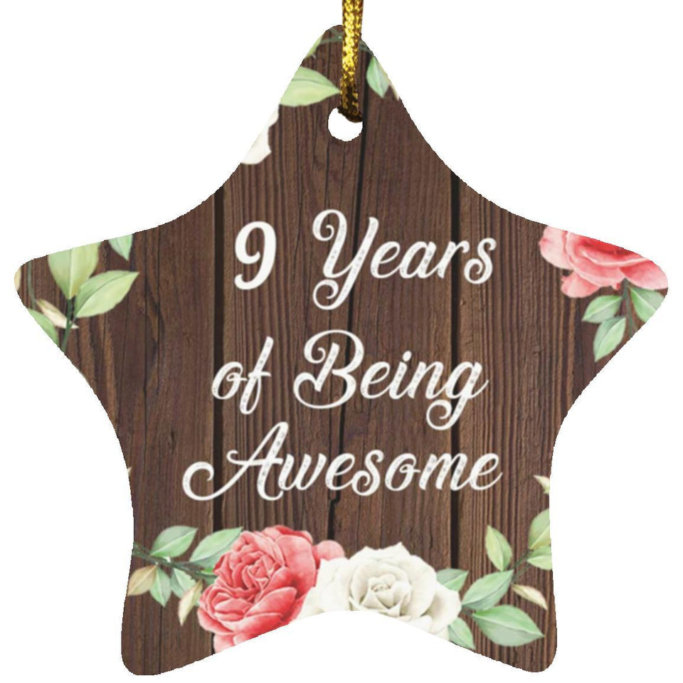 9th Birthday 9 Years Of Being Awesome - Star Ornament A