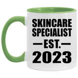 Skincare Specialist Established EST. 2023 - 11oz Accent Mug Green