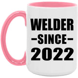 Welder Since 2022 - 15oz Accent Mug Pink