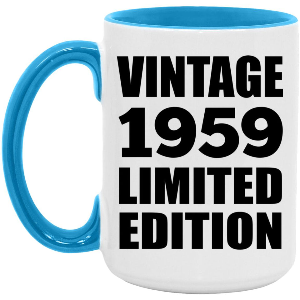 65th Birthday Vintage 1959 Limited Edition - 15oz Accent Mug Blue