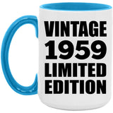 65th Birthday Vintage 1959 Limited Edition - 15oz Accent Mug Blue