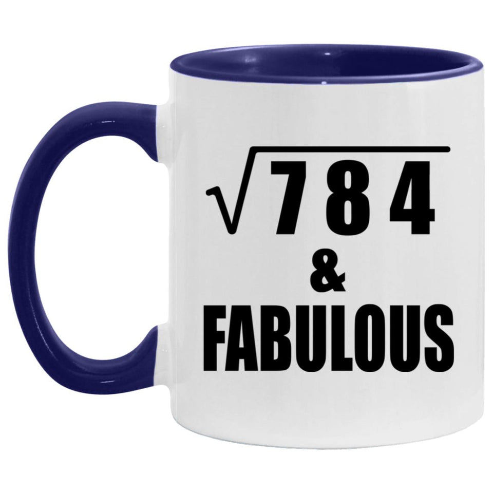28th Birthday Square Root of 784 & Fabulous - 11oz Accent Mug Purple