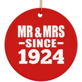100th Anniversary Mr & Mrs Since 1924 - Circle Ornament
