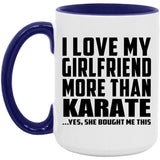I Love My Girlfriend More Than Karate - 15oz Accent Mug Purple