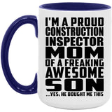 Proud Construction Inspector Mom Of Awesome Son - 15oz Accent Mug Purple