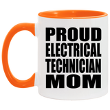 Proud Electrical Technician Mom - 11oz Accent Mug Orange