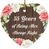 55th Anniversary 55 Years Of Being Mrs Always Right - Heart Ornament A