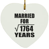 42nd Anniversary Married For Square Root of 1764 Years - Heart Ornament