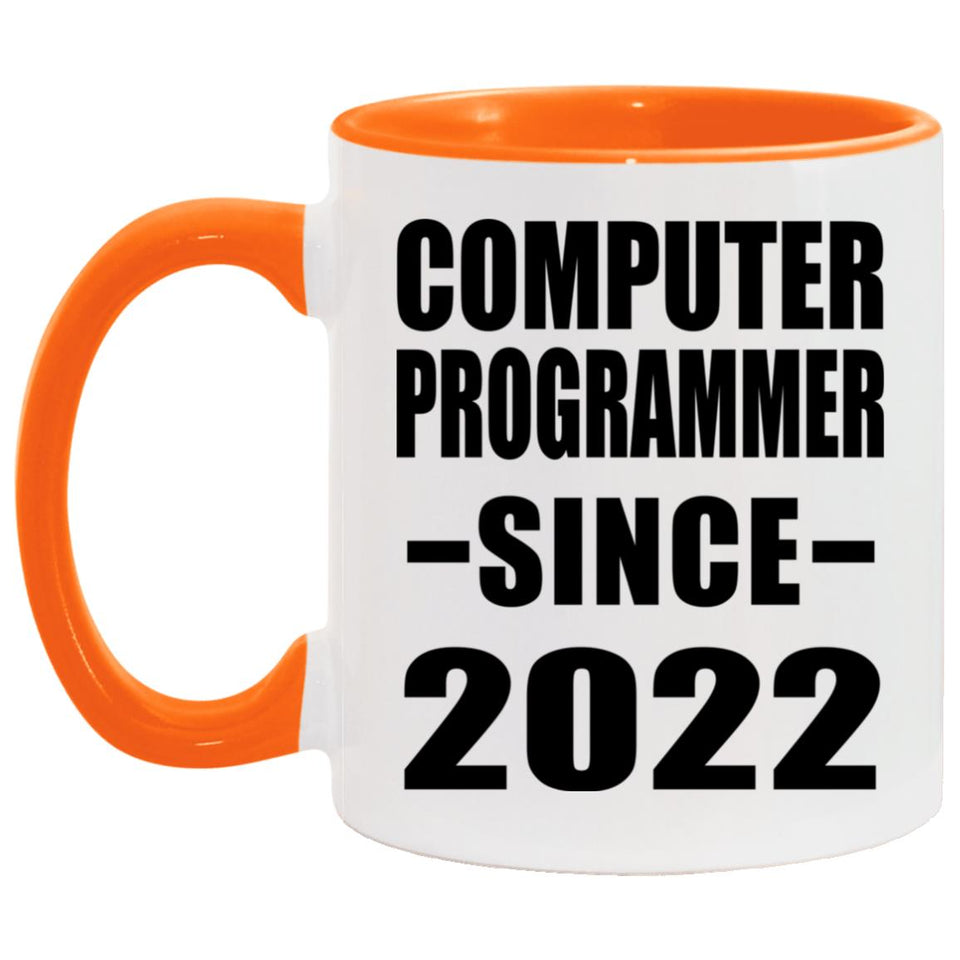 Computer Programmer Since 2022 - 11oz Accent Mug Orange