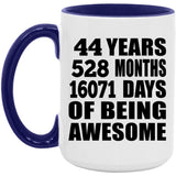 44th Birthday 44 Years 528 Months 16071 Days Of Awesome - 15oz Accent Mug Purple