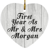 First Year As Mr & Mrs Morgan - Heart Ornament F