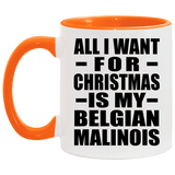 All I Want For Christmas Is My Belgian Malinois - 11oz Accent Mug Orange