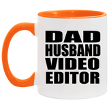 Dad Husband Video Editor - 11oz Accent Mug Orange