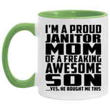 Proud Janitor Mom Of Awesome Son - 11oz Accent Mug Green