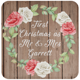 First Christmas As Mr & Mrs Garrett - Drink Coaster B