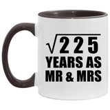 15th Anniversary Square Root of 225 Years As Mr & Mrs - 11oz Accent Mug Black