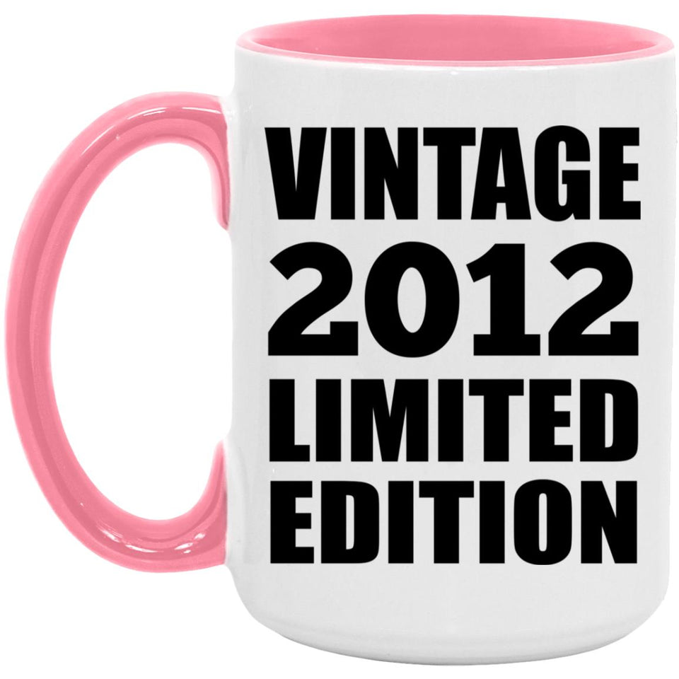 12th Birthday Vintage 2012 Limited Edition - 15oz Accent Mug Pink